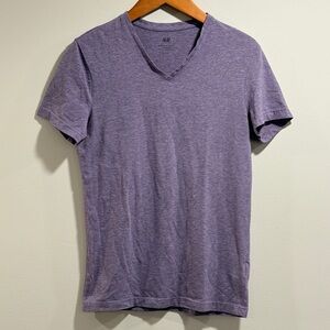 H&M Men's Heathered Purple V-Neck Slim Fit Tee Size S